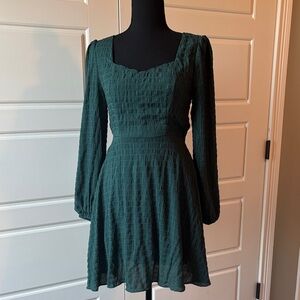 Altar'd State Textured Green Long Sleeve Dress